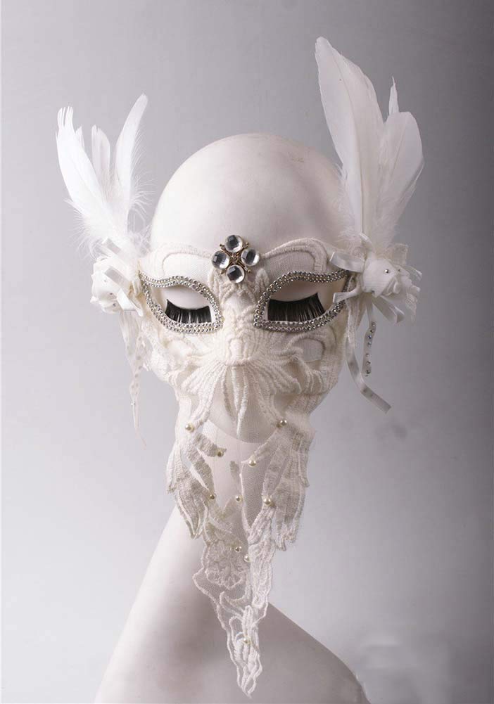 Amazon.com: Pigeon Fleet Womens White Feather Masquerades